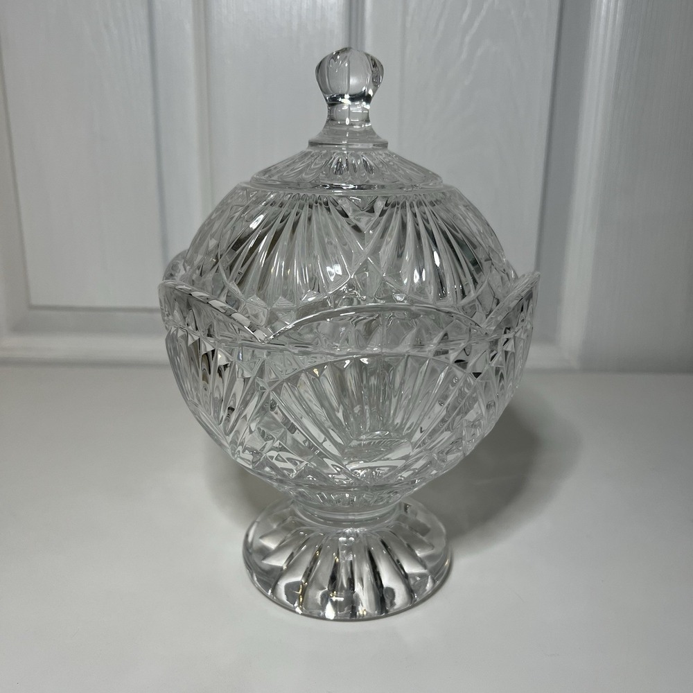 SHANNON CUT CRYSTAL COVERED DISH Candy Freedom by GODINGER Heavy Press Slovakia